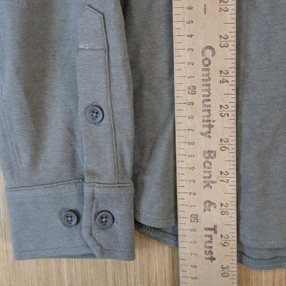 The Normal Brand Mens Large Olive Green Jersey Long Sleeve Button Down Shirt - Picture 8 of 9